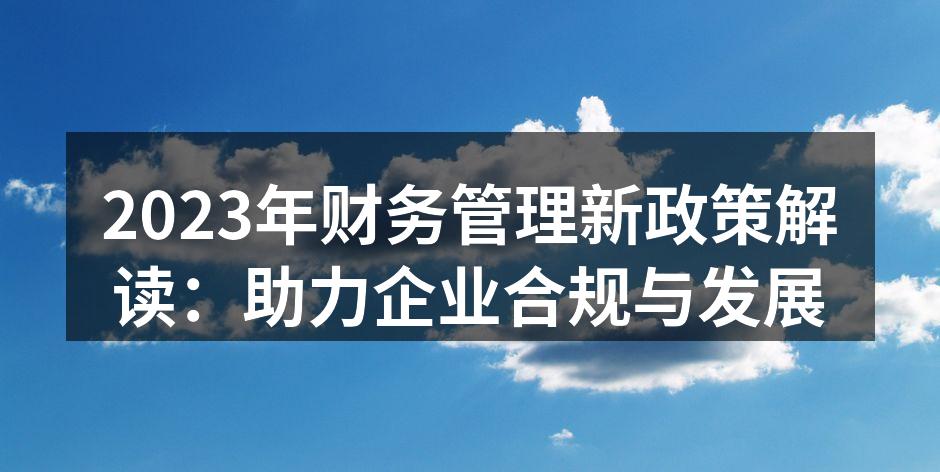 2023年财务管理新政策解读：助力企业合